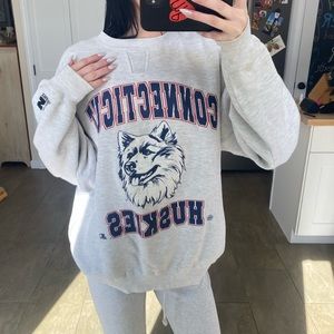 Gray Connecticut Huskies crewneck
